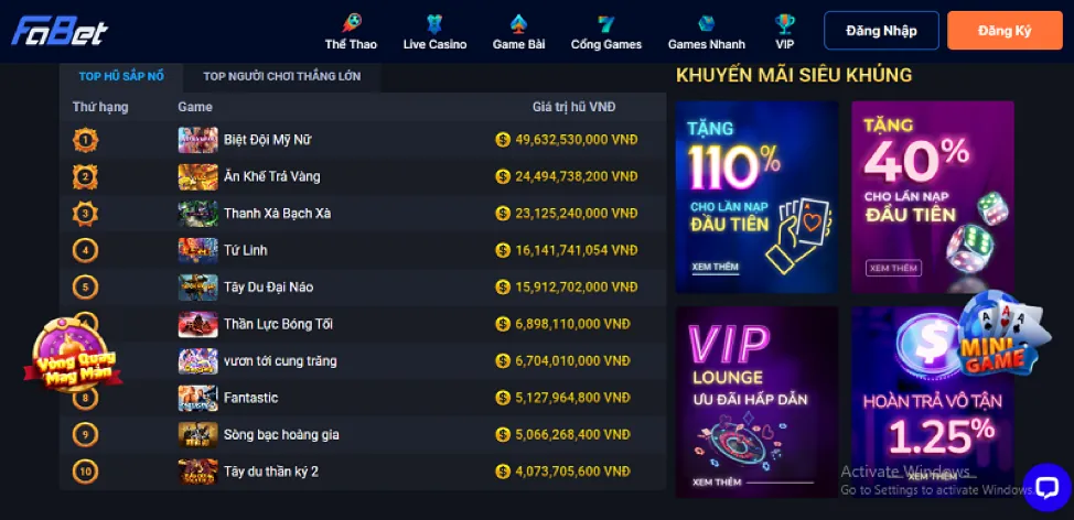 Chương trình VIP Cwin Link Vào